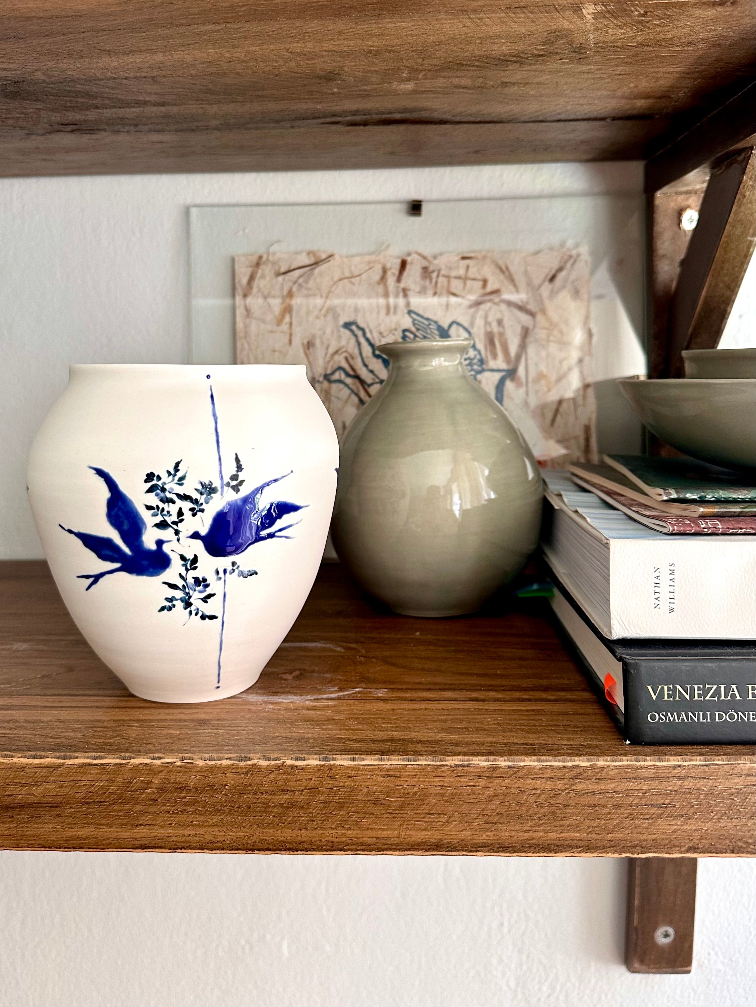 BIRDS and ROSES in INDIGO