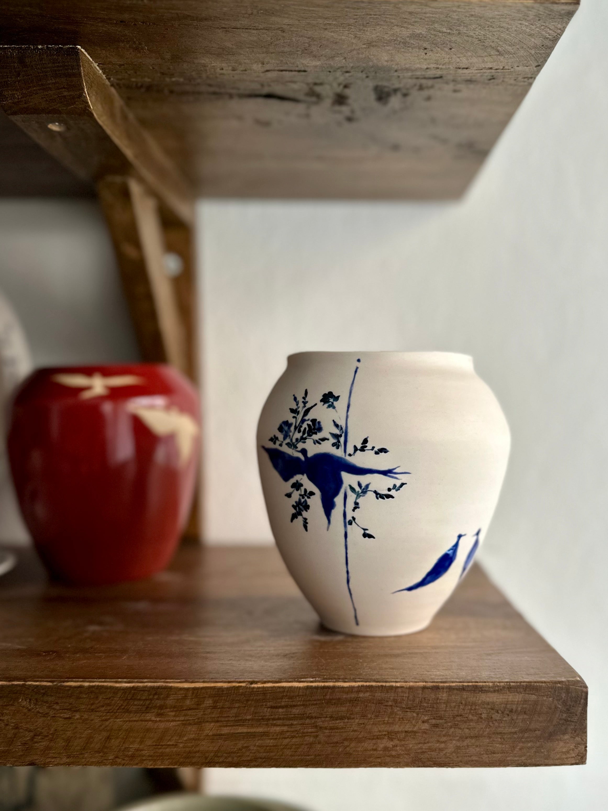 BIRDS and ROSES in INDIGO