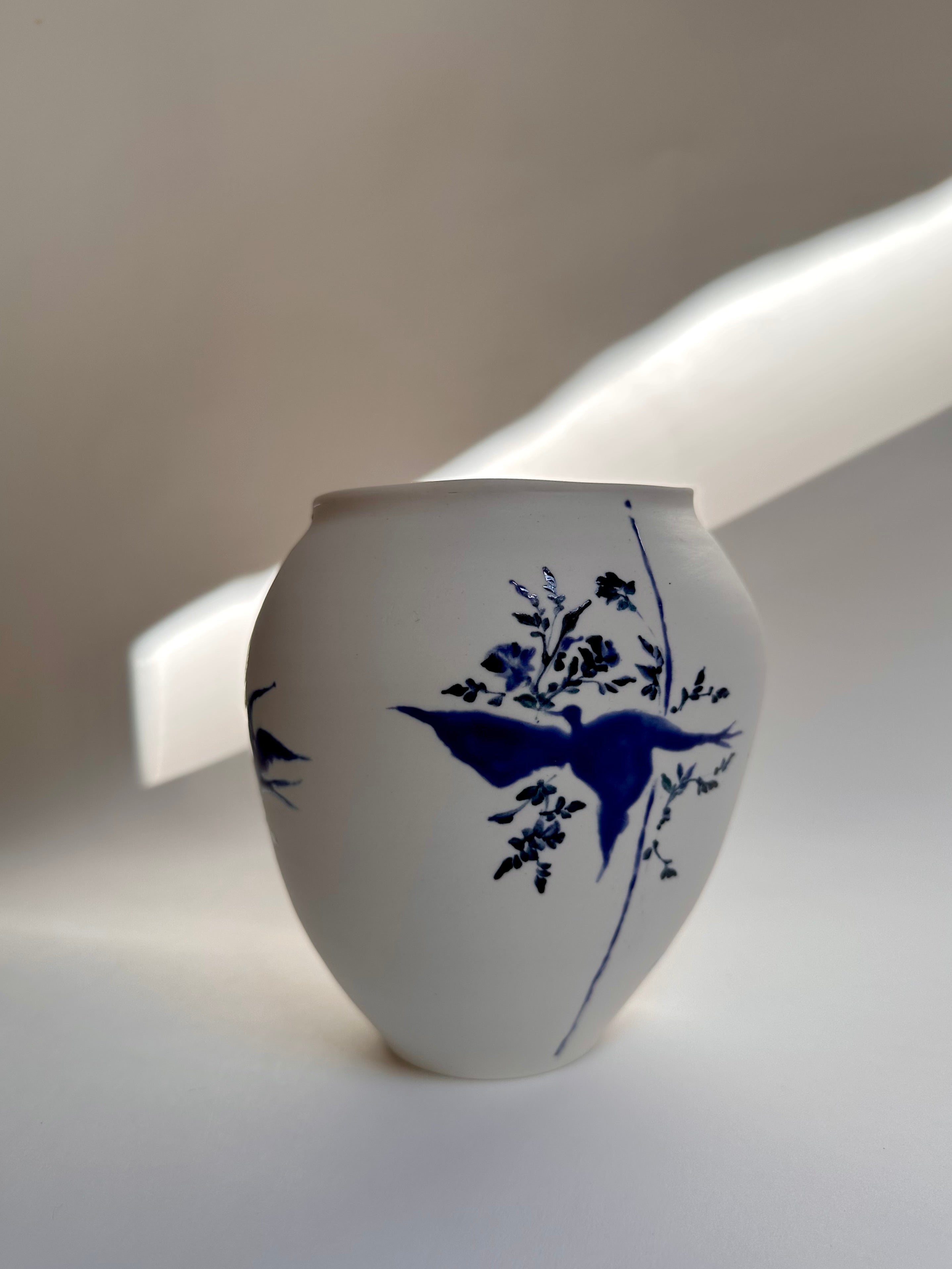 BIRDS and ROSES in INDIGO