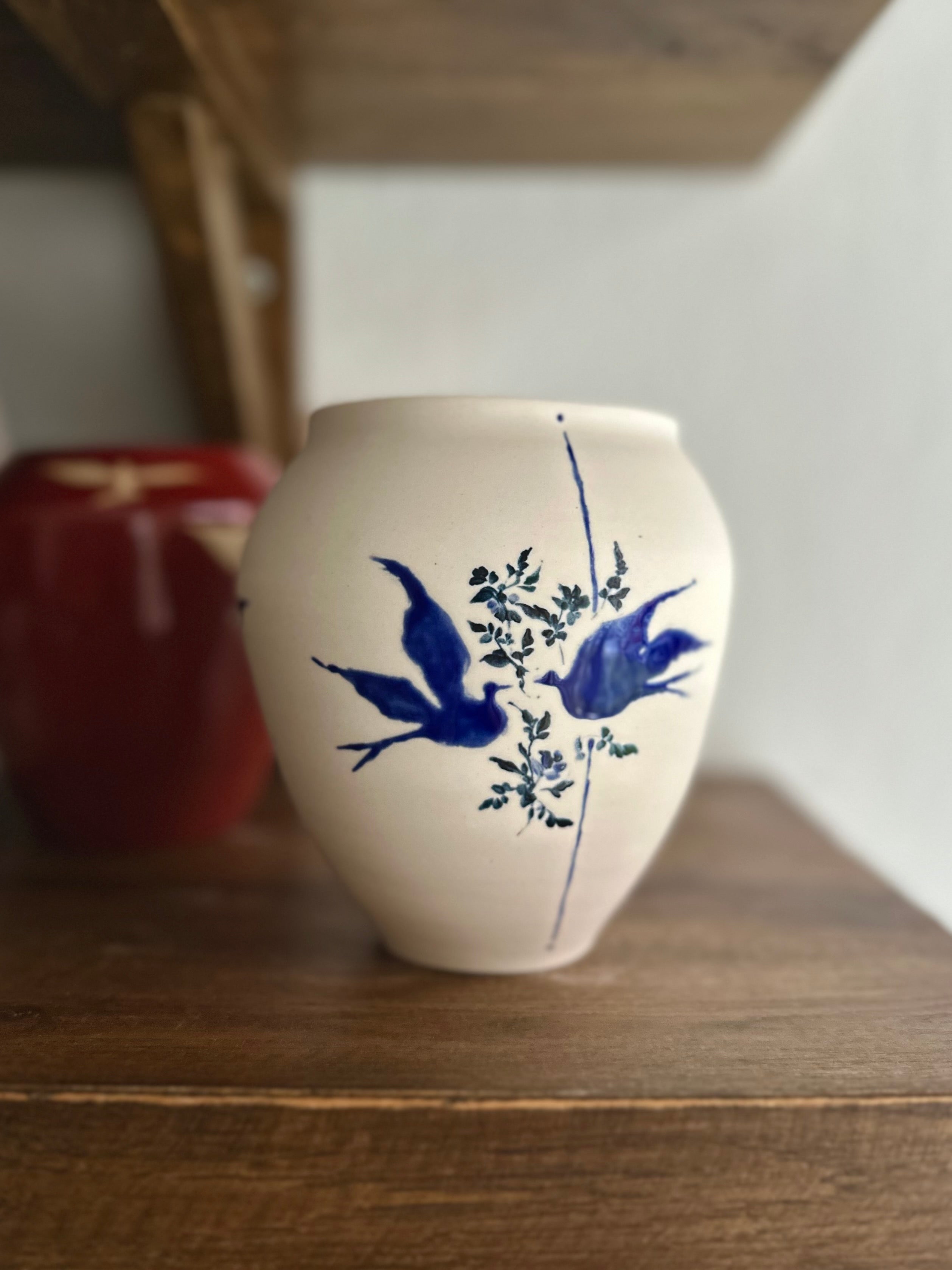 BIRDS and ROSES in INDIGO
