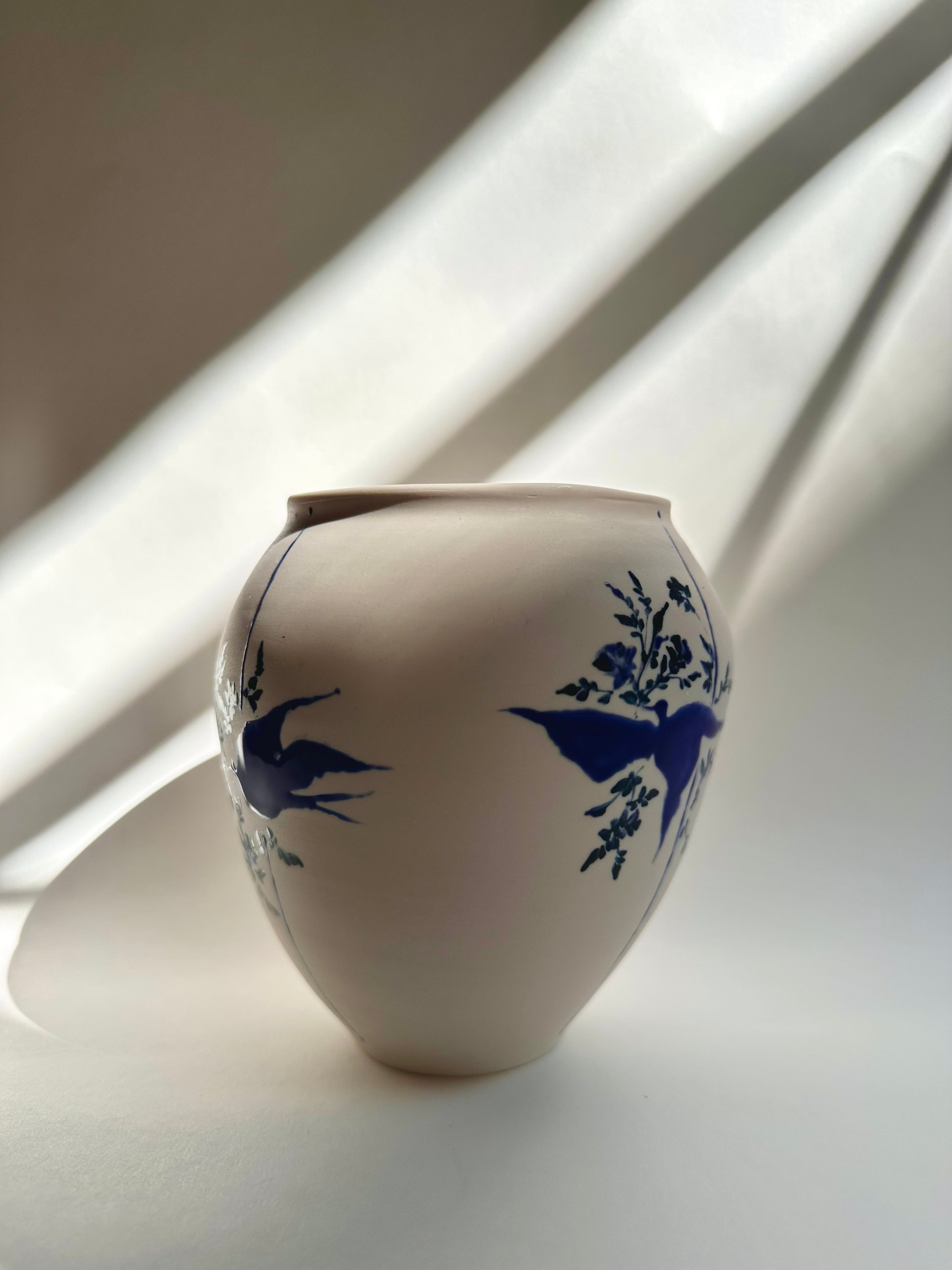 BIRDS and ROSES in INDIGO
